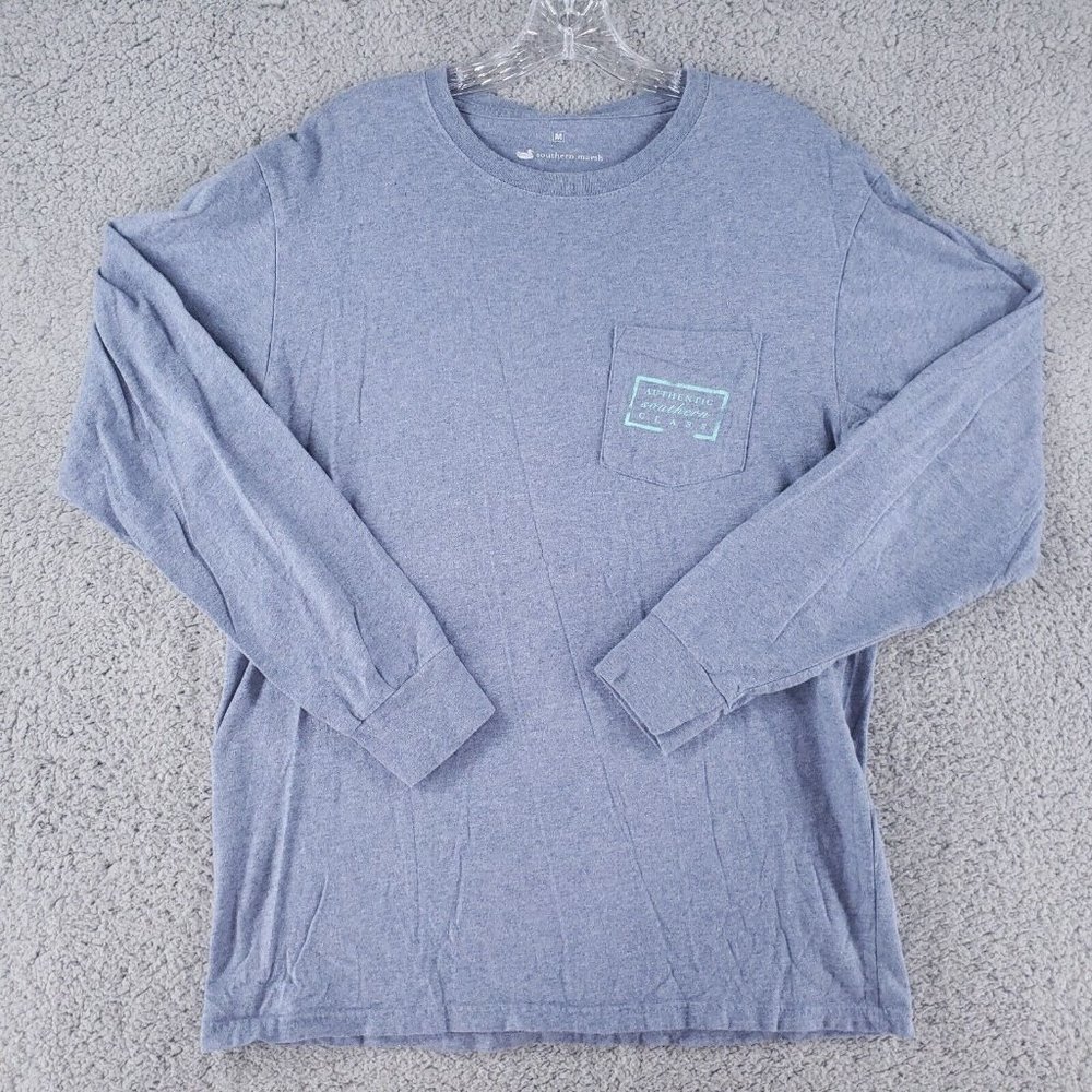 🚫SOLD🚫Southern Marsh Mens Size Medium Long Sleeve Pullover T Shirt Blue